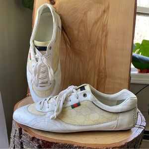 Gucci White 190354 Leather Driving Sneakers size 9G/10